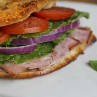 Ham & Cheese Sandwich · Made to order. A unique turnover, stuffed with freshly shaved honey baked smoked ham, mozzar...