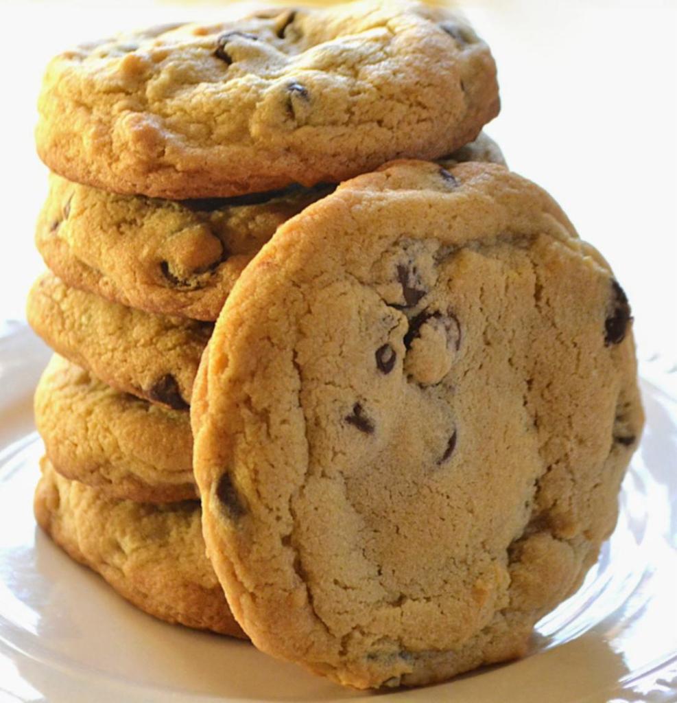 Fresh Baked Chocolate Chip Cookie · Big, chewy, crisp at the edges and loaded with milk chocolate chips. 2.5 oz, approx 4