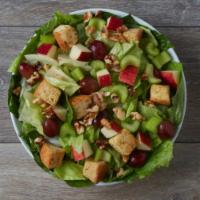 Big Apple Salad · Romaine greens, red apples, celery, walnuts, red grapes, creamy cheese dressing, and herb Pa...