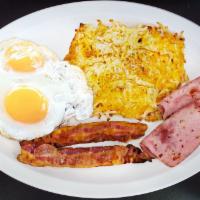 Ham and Eggs Breakfast · With Choice of Bacon Or  Ham Served with hash brown and toast.