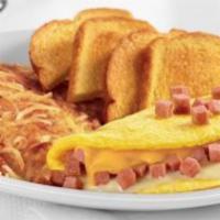 Ham Omelette Breakfast · Served with hash brown and toast.