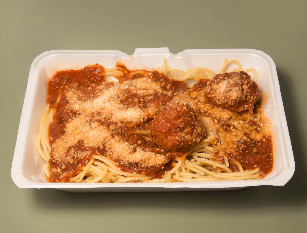 Spaghetti · Served with 2 meatballs.
