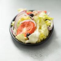 House Salad · Mixed greens with tomatoes and cucumber. 