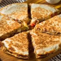Chicken Quesadilla  · Recently improved delicious Chicken Quesadilla. Two large flour tortillas filled with chedda...