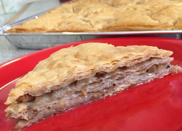 Baklava · Our very own homemade:  walnuts, butter and honey-sugar syrup inside layered pastry fillo dough