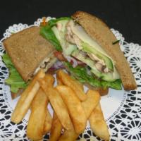 Walden Pond Sandwich · Avocado, lettuce, tomato, onion, mushrooms, cucumber, cheese and mayo.