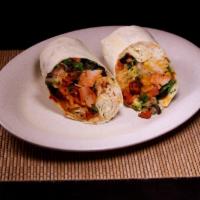 Veggie Burritos · Served with rice, black beans, shredded lettuce, grill onion and broccoli, salsa, sour cream...