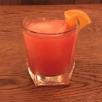 Fire & Blood · Bourbon, Blood Orange Caramelized Puree, Simple Syrup, and a splash of Fresh Lime Juice. Chi...