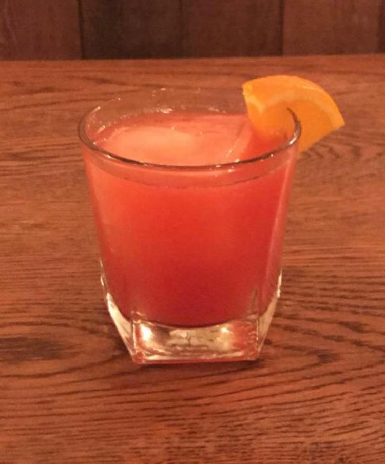 Fire & Blood · Bourbon, Blood Orange Caramelized Puree, Simple Syrup, and a splash of Fresh Lime Juice. Chilled & served with a large ice cube. Must be 21 to purchase.