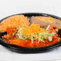 #3. Two Enchiladas Combo · Choose between: shredded beef, chicken, ground beef or cheese. Served with rice and beans wi...