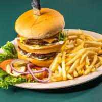 Mac Daddy Burger · 2 all beef patties, special sauce, lettuce, pickle, onion.