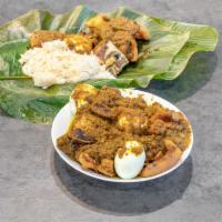 Ayamate Stew (very spicy) · Ofada rice.