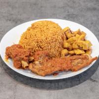 Jollof Rice · Served with fried turkey, chicken or fish.
