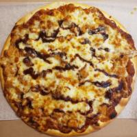 BBQ Chicken Pizza · Fried chicken in our homemade BBQ sauce with mozzarella.