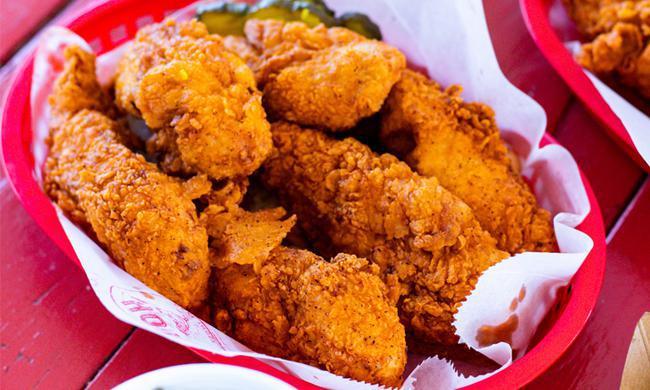 6 Piece Tenders · Your Choice of 1 Heat Level and Choice Of 2 Dipping Sauces.