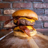 double stacked · A double decker with bacon and cheese pilled hi and mighty 