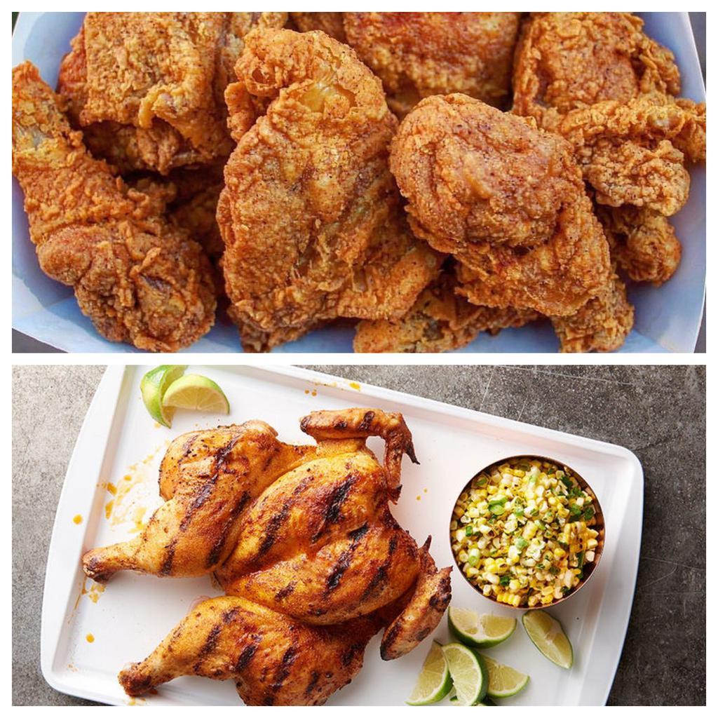 2 Whole Chickens · Choose between Hand Battered Fried or House Seasoned Grilled.
(4 Breast, 4 Wing, 4 Thigh, 4 Legs and 6 Biscuits)
