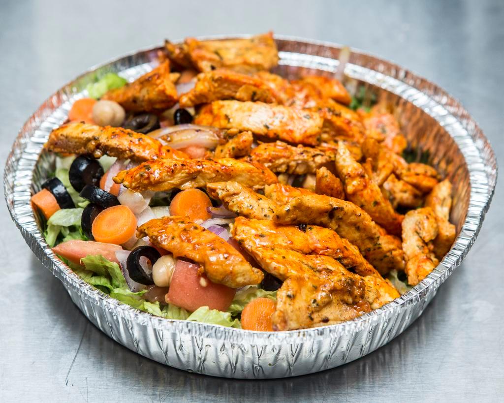 Grilled Chicken Salad Platter · Served with choice of soda. 