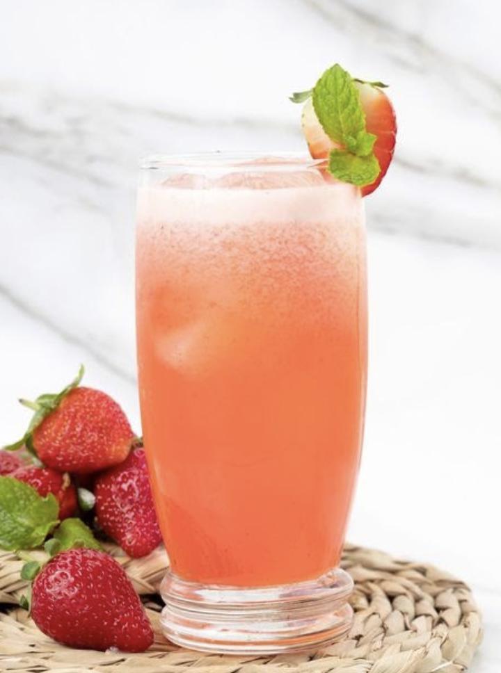 Strawberry Lemonade · Freshly squeezed lemonade mixed with chopped strawberries.