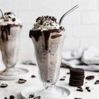 Cookies and Cream Milkshake · Oreo® cookies, vanilla ice cream, topped with whipped cream and crushed Oreo cookies.
