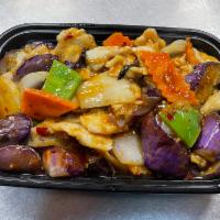 Chicken with Eggplant in Garlic Sauce · Hot and spicy.
