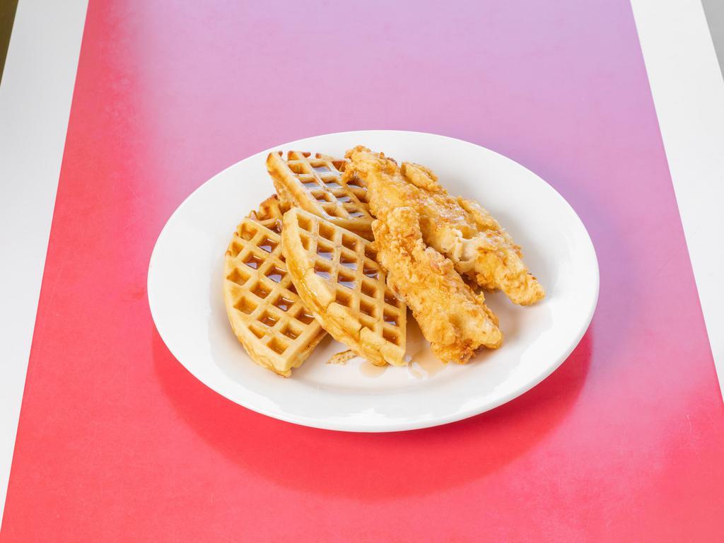  Fried Chicken Honey Waffle Breakfast · Hand breaded fried chicken, and  whole waffle.