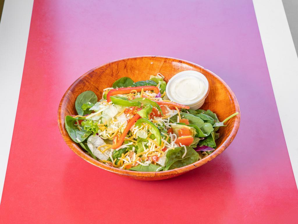 1. House Salad Lunch · all fresh veggies lettuce , tomato , bell pepper , onion , toped with cheese and your choice of any veggies , you van customize 