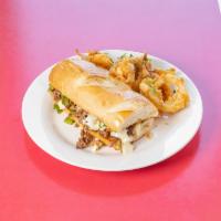 Philly Steak Sandwich Lunch · Steak, cheese, and caramelized onion sandwich. 
