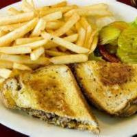 Patty Melt Burger · On rye with grilled onions. 
