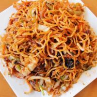 Hakka noodles  · Stir fried noodles with indian spicy sauces. 