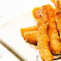 Shrimp Tempura · 5 pcs of jumbo shrimp deep-fried in tempura style served with sweet chili sauce.
