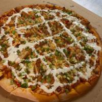 Hand Tossed Spicy Buffalo Chicken Pizza · Chicken tenders, hot giardiniera, scallion, drizzled with ranch, Buffalo sauce. No pizza sau...