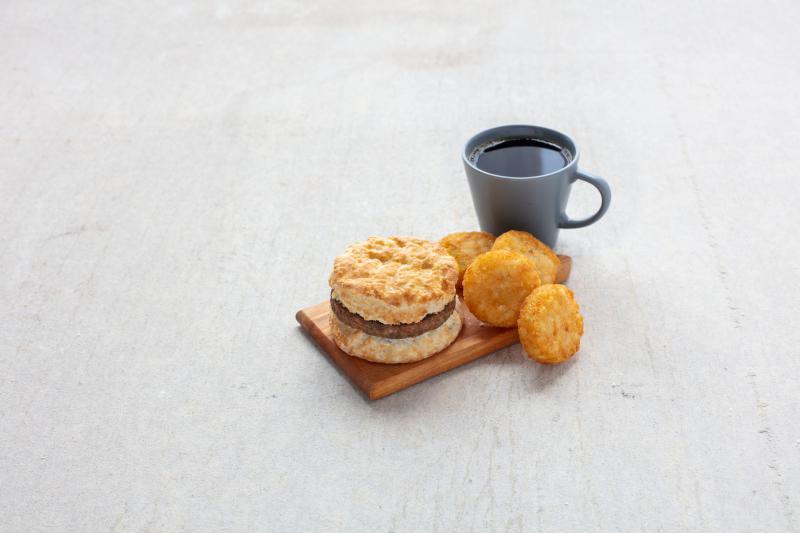 Sausage Biscuit Combo · Our zesty sausage on a made-from-scratch buttermilk biscuit.