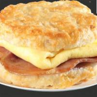 Country Ham and Egg Biscuit · Cured country ham on a made-from-scratch buttermilk biscuit, grilled and then made better wi...