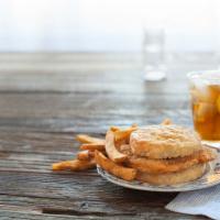 Southern Filet Biscuit Combo · A mild seasoned chicken breast filet served on a made-from-scratch buttermilk biscuit.