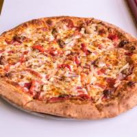 La Villa Special Pizza · Tomato sauce, mozzarella cheese, pepperoni, Italian sausage, ham, roasted red peppers and ca...