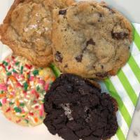 Cookies · Half dozen home baked cookies with four flavors to choose from.