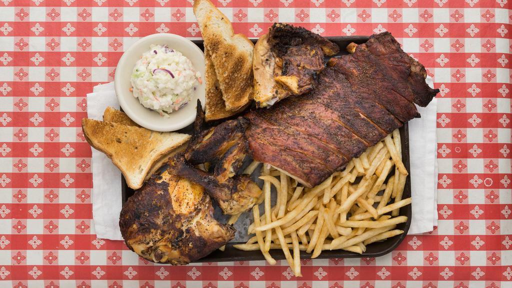 Ribs and Chicken Combo · A great combo! 1/2 BBQ chicken with 3 spare ribs. Also available Southern style.