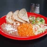 3 Cheese Quesadillas Dinner · Served with rice and beans.