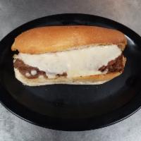 Pizza Burger · 2 hamburger patties topped with pizza sauce and mozzarella cheese