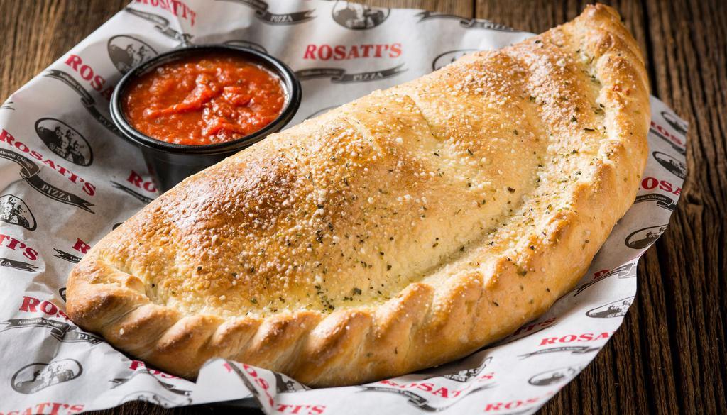 Cheese Calzone · Crisp baked Italian turnover with Rosati’s pizza sauce and mozzarella cheese. Served with a side of marinara sauce.