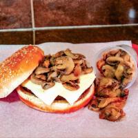 Mushroom Burger · Melted cheese, mushroom, and garlic parmesan butter.
