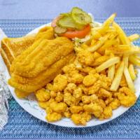 Seafood Platter Bundle · Includes fries, salad, and bread. Served with your choice of Coca-Cola product.
