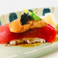 Tuna Ankimo · Tuna, seared monkfish liver with ponzu sauce, black tobiko, chopped mint.
These menu items a...
