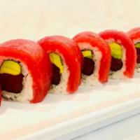 Tuna Lover Roll · Inside and outside tuna and avocado. 
These menu items are raw or undercooked. Consuming raw...