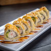 Deep-Fried California Roll · Imitation crab, avocado, and sweet sauce. 
These menu items are raw or undercooked. Consumin...