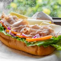 Charlestown Chicken · Everroast chicken, cheddar, lettuce, tomato, red onion and mayonnaise on your choice of brea...