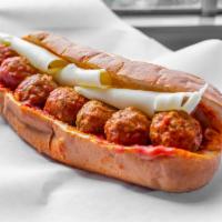Medford Meatball · Meatball in an Italian crispy sub roll with melted provolone cheese and sauce. 