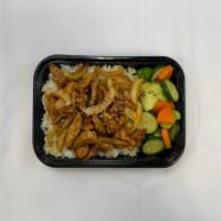D8. Korean chicken Don · Grilled chicken and onion with korean spicy sauce and slices cucumber