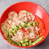 Shrimp and Avocado Salad · Krab, shrimp, avocado and masago over a bed of fresh greens with spicy mayo.